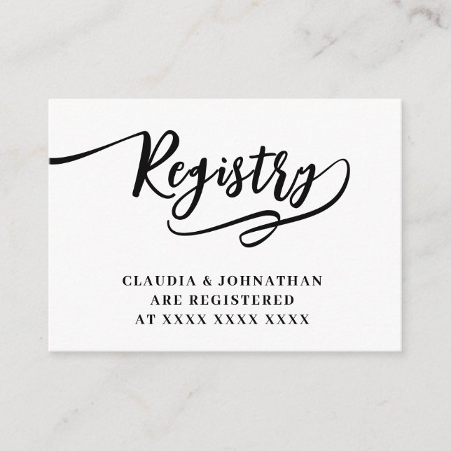 Cartão De Informações Chá de panela de Registro Simples (Frente)