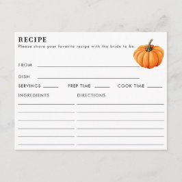 Cartão De Informações Chá de panela de Solicitação de Receita de Pumpkin