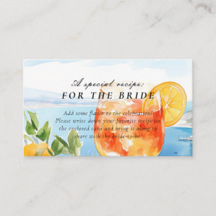 Cartão De Informações Chá de panela de Solicitação de Receita do Aperol 