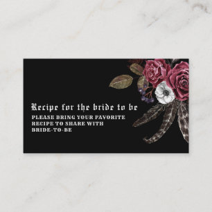 Cartão De Informações Chá de panela de vintagem Gótico Preto Compartilha