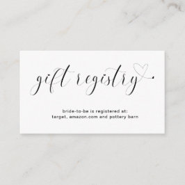 Cartão De Informações Chá de panela do Registro de Presente do Coração B