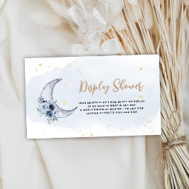 Cartão De Informações Chá de tela azul da Lua Floral