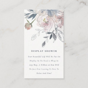 Cartão De Informações Chá de Vídeo Floral de Cor Azul Molho