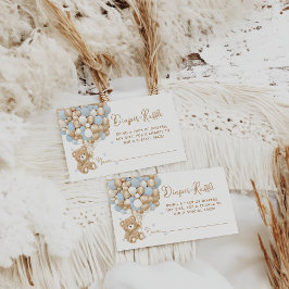 Cartão De Informações Chá do Bear Azul Coração e Bebê Balão