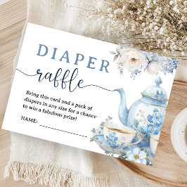 Cartão De Informações Chá para Dois Baby Shower Menino Azul Rifas de Fra