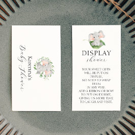 Cartão De Informações Chá para exibição de bebê verde-elefante moderno