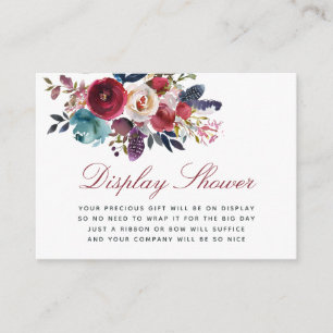 Cartão De Informações Chá para exibição do Chá de fraldas floral Boho Ch