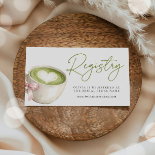 Cartão De Informações Chá Revelação de Noiva Registry Green Matcha Latte