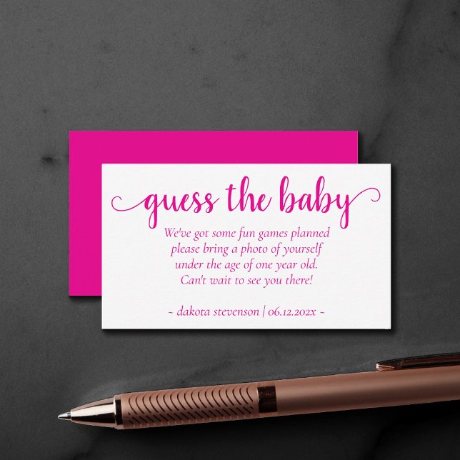 Cartão De Informações Chá Rosa Simples | Solicitação de Foto Magenta (Criador carregado)