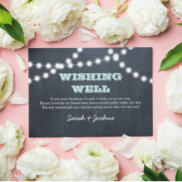 Cartão De Informações Chalkboard Lights Aqua Weding Wishing Good