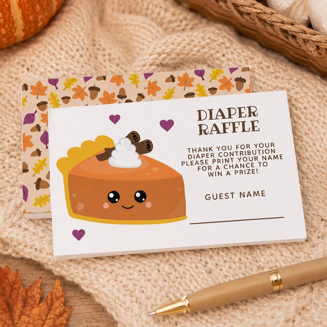 Cartão De Informações Chamada de Fraldas para Chá de Bebê Cutie Pie Fall (Criador carregado)