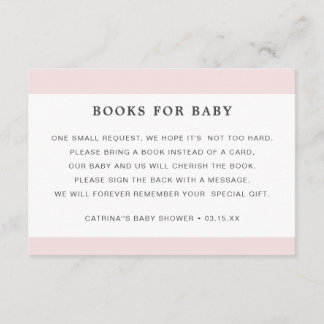 Cartão De Informações Chamada de Livro Rosa Corado Baby Shower