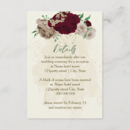 Cartão De Informações Champanhe de borrife flores detalhes do casamento