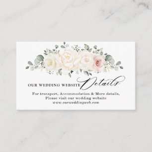 Cartão De Informações Champanhe Ivory Blush Floral Site de Casamento Ros