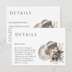 Cartão De Informações Chapéu branco com flores Detalhes do casamento