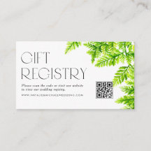 Chartreuse Green Ferns QR Code Wedding Registry