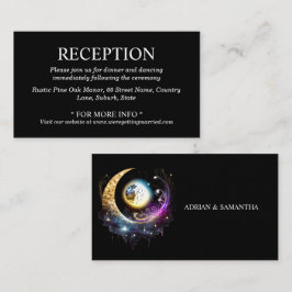 Cartão De Informações Cheio lua celestial estelar noite magenta negra