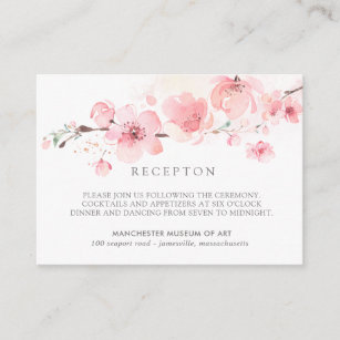 Cartão De Informações Cherry Blossom - Recepção de casamento Floral Rosa
