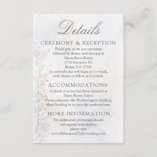 Cartão De Informações Cherry Blossom Wedding/Reception Details Card