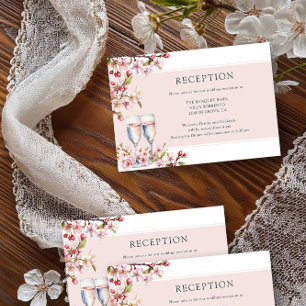Cartão De Informações Chersom Blosom Recepção de casamento Floral Rosa