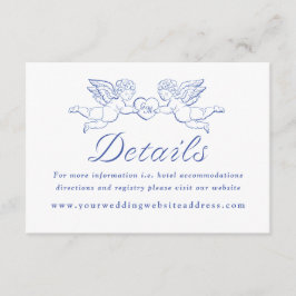 Cartão De Informações Cherub Cupid Couple Holding Heart Wedding Details