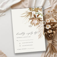 Chic Boho Protea Seca Palm Casamento Floral RSVP