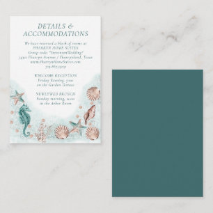 Cartão De Informações Chic costal   Alojamentos de recifes de chá e cor