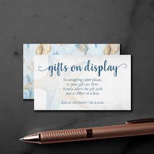 Cartão De Informações Chic costal Presentes de Starfish Dourado azul n