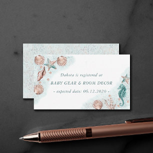 Cartão De Informações Chic costal   Teal Green and Coral Reef Registry