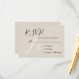 Cartão De Informações Chic Cream Beige White Love RSVP