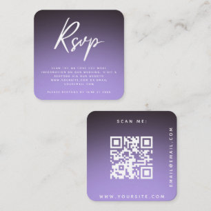 Cartão De Informações Chic de Casamento de Código QR RSVP de Ombre Roxo