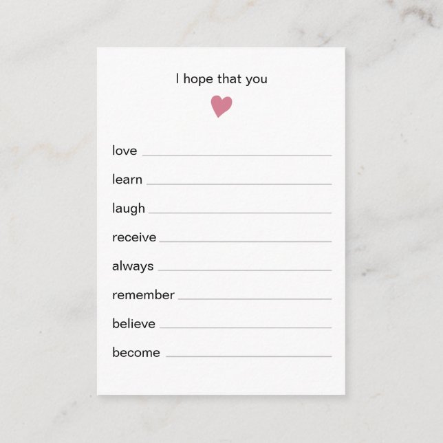 Cartão De Informações Chic Deseja Jogo De Chá Para Bebê (Verso)