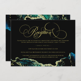 Cartão De Informações Chic Green Black Dourado Recepções Casamento