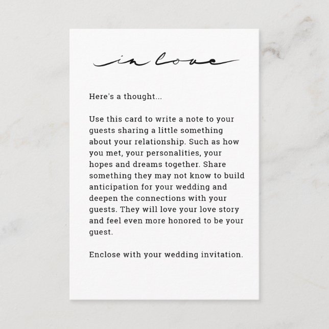 Cartão De Informações Chic Hand Lettered "In Love" Enclosure Card (Frente)