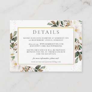 Cartão De Informações Chic Magnolia Floral Greenery Detalhes do Casament