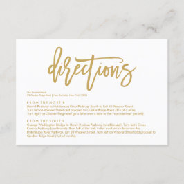 Cartão De Informações Chic Mão - Carta de Direções de Casamento Dourado