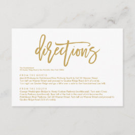 Cartão De Informações Chic Mão - Carta de Direções de Casamento Dourado
