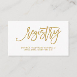 Cartão De Informações Chic Mão - Carta De Registro De Casamento Dourado