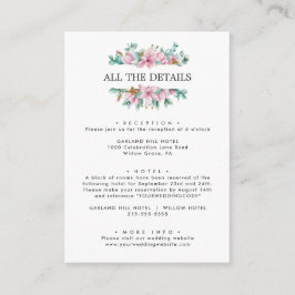 Cartão De Informações Chic Pink Magnolia Detalhes de Casamento Direções