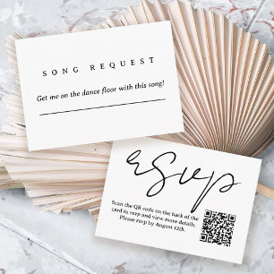 Cartão De Informações Chic preto e branco moderno rsvp