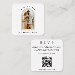 Cartão De Informações Chic RSVP de Casamento Online de Código QR de Foto