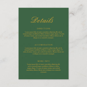 Cartão De Informações Chic Sage Green e Dourado casamento elegante
