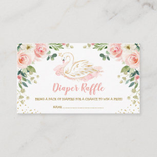 Cartão De Informações Chic Swan Princess Blush Dourada Fralda Floral Raf