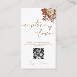 Cartão De Informações Chic Terracotta Floral Captura O Código QR de Amor