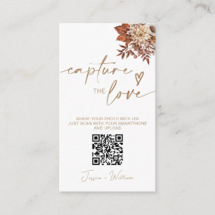 Cartão De Informações Chic Terracotta Floral Captura O Código QR de Amor
