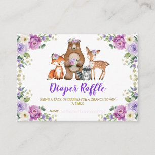 Cartão De Informações Chic Woodland Roxo Floral Fralda Raffle