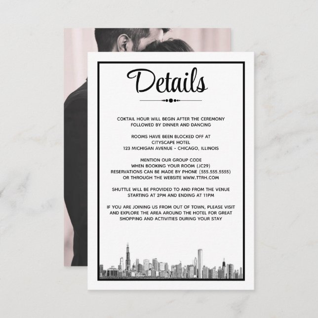 Cartão De Informações Chicago Skyline (Frente/Verso)