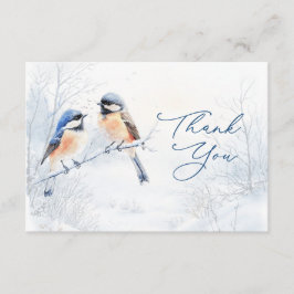 Cartão De Informações  Chickadee Bird in Winter Thank You Enclosure Card