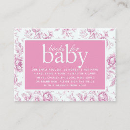 Cartão De Informações Chinoiserie Floral Toile Livros Rosa para Bebê