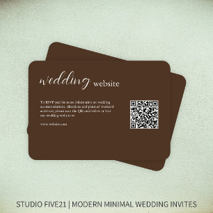 Cartão De Informações Chocolate Brown ・ Casamento Moderno Elegante